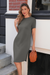 Wenrine Womens Grey Crewneck Fashion Basic Solid T Shirt Dress