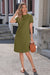 Wenrine Womens Army Green Crewneck Fashion Basic Solid T Shirt Dress