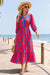 Wenrine Womens Rose Red Boho Floral Flowy Dresses