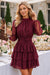 Wenrine Womens Burgundy Long Sleeve Lace Mini Dress