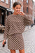 Wenrine Womens Brown Polka Dot 2 Piece Skirt Sets