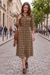Wenrine Womens Brown Flannel Plaid Shirt Dress