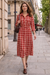 Wenrine Womens Red Flannel Plaid Shirt Dress