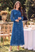 Wenrine Womens Navy Jacquard Ruched Dresses