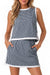 Wenrine Womens Navy Gingham Tank Skirt Set