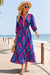 Wenrine Womens Navy Boho Floral Flowy Dresses