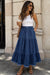 Wenrine Womens Navy Long Denim Skirt