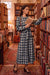 Wenrine Womens Navy Plaid Midi Dress