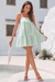 Wenrine Womens Pea Green Plaid Mini Sundress
