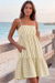 Wenrine Womens Light Khaki Summer Striped Mini Dress