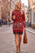 Wenrine Womens Red Lace Hem Sweater Dress