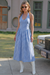 Wenrine Womens Blue Halter V Neck Corset Maxi Dresses