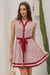 Wenrine Womens Red Striped Tie Waist Shirt Dress