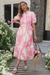 Wenrine Womens Pink Floral Button Down Collared Shirt Dress