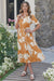 Wenrine Womens Khaki Floral Button Down Collared Shirt Dress