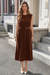 Wenrine Womens Brown Belted Elegant Cocktail Dress