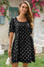 Wenine Womens Black Dot Puff Oversized Pleated Babydoll Dresses