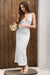 Wenrine Womens White Polka Dot Bodycon Cocktail Maxi Dress