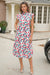 Wenrine Womens White Floral Stand Collar Shirt Dress