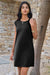 Wenrine Womens Black Crewneck Basic T Shirt Dresses