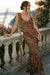 Wenrine Womens Leopard Floral Spaghetti Strap Mermaid Bodycon Dress