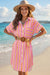 Wenrine Women's Pink Striped Button Up Belted Shirt Dress