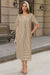 Wenrine Womens Brown Striped Side Slit Shirt Maxi Dress