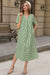 Wenrine Womens Army Green Striped Side Slit Shirt Maxi Dress