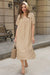 Wenrine Womens Khaki Striped Side Slit Shirt Maxi Dress