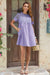 Wenrine Womens Light Purple Lace Sheer Mesh Babydoll Dresses