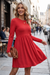 Wenrine Womens Red Long Sleeve Mini Dresses