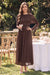 Wenrine Womens Brown Long Sleeve Maxi Dress