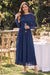 Wenrine Womens Navy Long Sleeve Maxi Dress