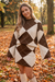 Wenrine Womens Coffee Argyle Sweater Skirt Sets