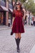 Wenrine Womens Burgundy Velvet Mini Dress