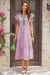 Wenrine Women's Pink Cap Sleeve Floral Midi Beach Dress