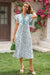 Wenrine Women's Green Cap Sleeve Floral Midi Beach Dress