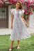 Wenrine Women's Red Cap Sleeve Floral Midi Beach Dress