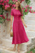 Wenrine Womens Rose Red Button Decor.Textured Midi Dress