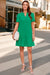 Wenrine Womens Green Ruffle Loose Fit Mini Dress with Pockets