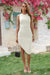 Wenrine Womens White Asymmetrical Hem YK Bodycon Midi Dress