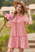 Wenrine Womens Bright Red Striped Button Down Shirt Dress