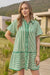 Wenrine Womens Green Striped Button Down Shirt Dress
