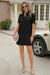 Wenrine Womens Black Summer Ruffle V Neck Dress