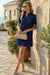 Wenrine Womens Navy Summer Ruffle V Neck Dress