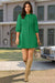 Wenrine Womens Green 3/4 Lantern Sleeve Mini Dress