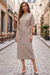 Wenrine Womens Gray Apricot Sweater Midi Dress