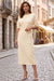 Wenrine Womens Beige Sweater Midi Dress