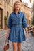 Wenrine Womens Light Blue Denim Mini Dress
