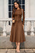 Wenrine Womens Brown Textured A Line Dresses